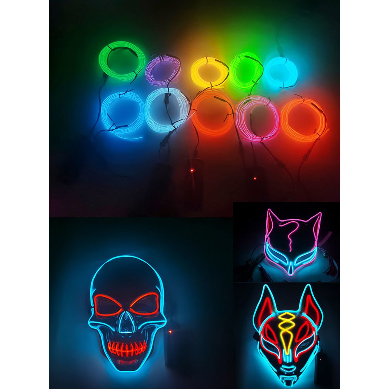 네온 라이트 LED EL 1m 스트립 10 콜드라이트바 실내 레드 USB 식탁 라이터 레몬 옐로우 1m 배터리 케이스 세트 기타