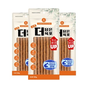 몬스터키친 고기 더 담은 육포 강아지 부드러운 져키 연어, 100g, 3개