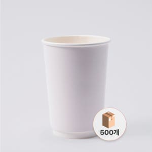 [이중컵] 무지 이중종이컵 390ml(13온스) 일회용 테이크아웃 인쇄 제작 500개