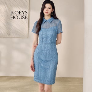 ROEYSHOUSE 시스루 레이어드 카라 미니 드레스