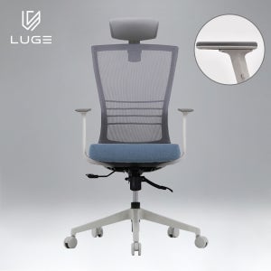 루게 L55 프리미엄 자세교정 사무실 사무용 의자 메쉬 학생 컴퓨터 의자 화이트/블루/2D팔걸이