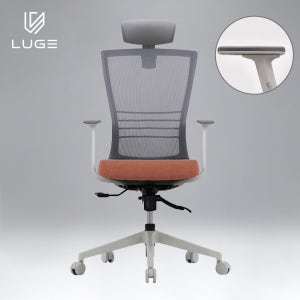 루게 L55 프리미엄 자세교정 사무실 사무용 의자 메쉬 학생 컴퓨터 의자 화이트/오렌지/2D팔걸이