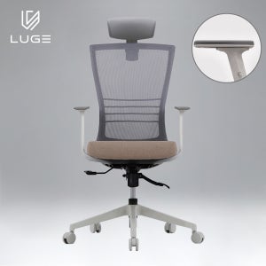 루게 L55 프리미엄 자세교정 사무실 사무용 의자 메쉬 학생 컴퓨터 의자 화이트/브라운/2D팔걸이