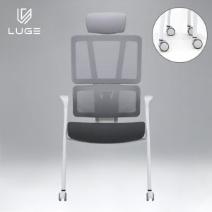 LUGE 루게 LX30 AIR 패브릭 회의용 의자 화이트/차콜/헤드O/전부바퀴형