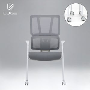 LUGE 루게 LX30 AIR 패브릭 회의용 의자 화이트/그레이/헤드X/전부바퀴형