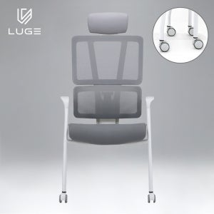 LUGE 루게 LX30 AIR 패브릭 회의용 의자 화이트/그레이/헤드O/전부바퀴형
