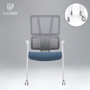 LUGE 루게 LX30 AIR 패브릭 회의용 의자 화이트/블루/헤드X/앞바퀴형