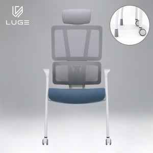LUGE 루게 LX30 AIR 패브릭 회의용 의자 화이트/블루/헤드O/앞바퀴형