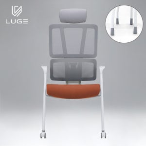 LUGE 루게 LX30 AIR 패브릭 회의용 의자 화이트/오렌지/헤드O/전부고정형