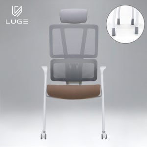 LUGE 루게 LX30 AIR 패브릭 회의용 의자 화이트/브라운/헤드O/전부고정형