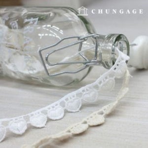 레이스원단 자수 케미컬 레이스천 030 하트 2종 마스크 스트랩 만들기