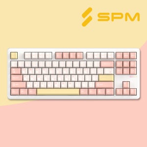 SPM키보드 몽돌키보드 PL87W 베이비핑크, 저소음 목새축 리니어