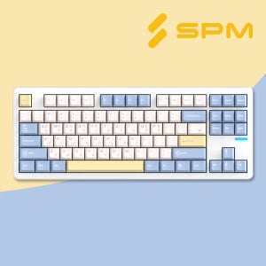 SPM키보드 몽돌키보드 PL87W 베이비블루, 저소음 목새축 리니어