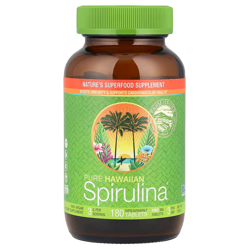 뉴트렉스하와이 퓨어 하와이안 <b>스피루리나 스피어민트</b> 1000mg <b>180정</b> Spirulina