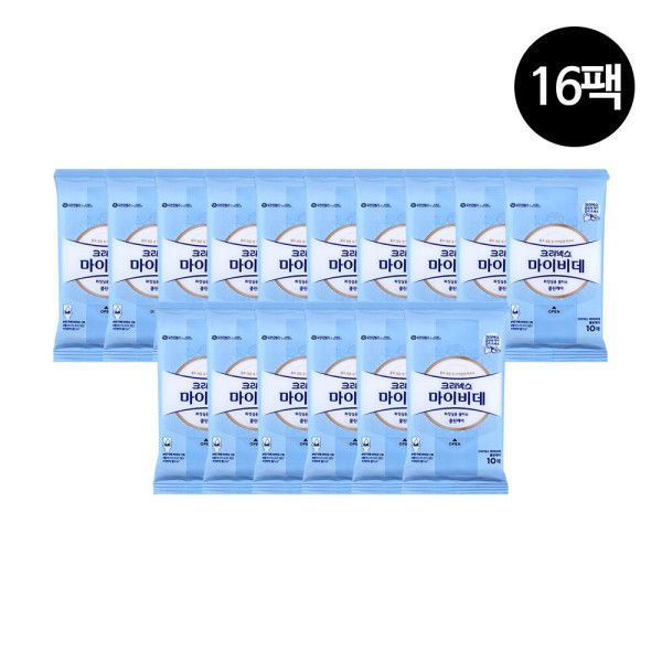 크리넥스 마이비데 <b>클린케어 화장실</b>용 물티슈 휴대용 10매 X 16개입