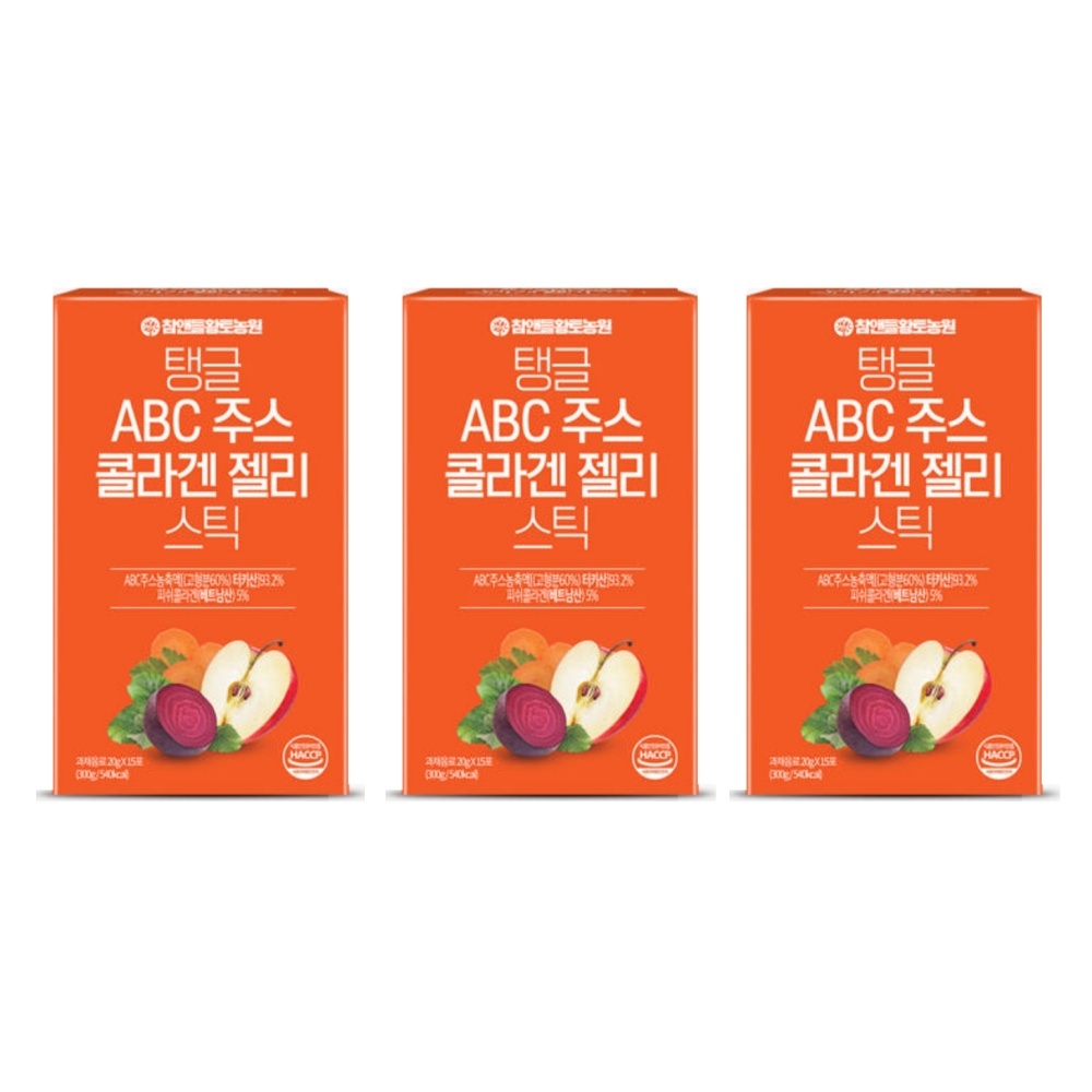 <b>ABC 주스 콜라겐</b> 젤리 <b>스틱</b> 15포 x 3개 간편간식 젤리<b>콜라겐</b>