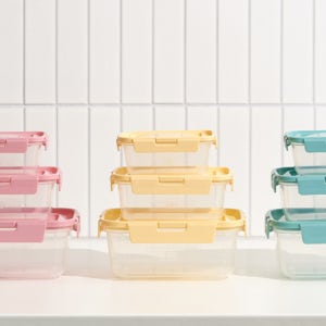 코멕스 파스텔 간편용기 직사각 720ml 3입 민트,노랑,핑크 적층 가능 반찬통 BPA프리