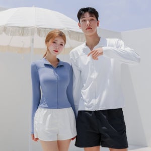 [N배송]크라시앙 컷라인 커플 집업 래쉬가드 세트 긴팔 여성 남성 남녀공용 오버핏 슬림핏 수영복