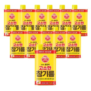 오뚜기 고소한 참기름 캔 500ml, 12개