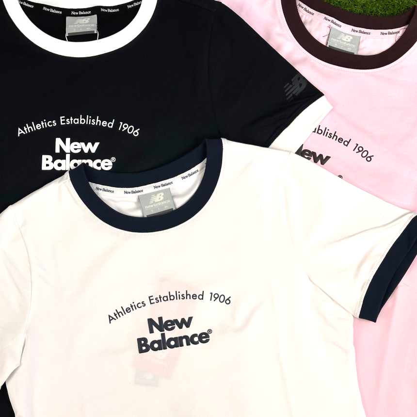 (국내매장판) 뉴발란스 WOMEN 링거 반팔티 여성 크롭 반팔 블랙 화이트 핑크 슬림핏