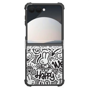 2배자력 맥세이프 임팩트 제로 라인아트 디자인 범퍼 투명 케이스 블랙 해피래빗, 갤럭시Z 플립7