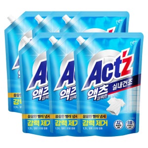 피죤 액츠 퍼펙트 실내건조 일반드럼겸용 액체세제 리필 1.5L, 6개