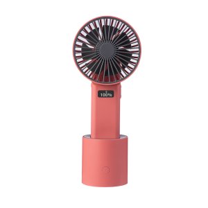 당일배송 휴대용 무선손선풍기 핑크 탁상고정가능 5단계바람조절