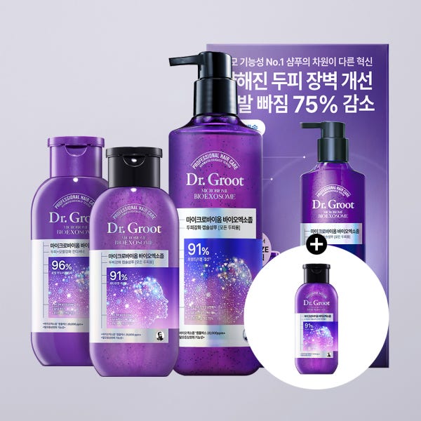 [N단독 대용량]닥터그루트 마이크로바이옴 바이오엑소좀 탈모 샴푸+컨디셔너 기획(두피탈모증상 토탈케어 PDRN 캡슐세럼 약산성)+(증정)바이옴 엑소좀 샴푸 180
