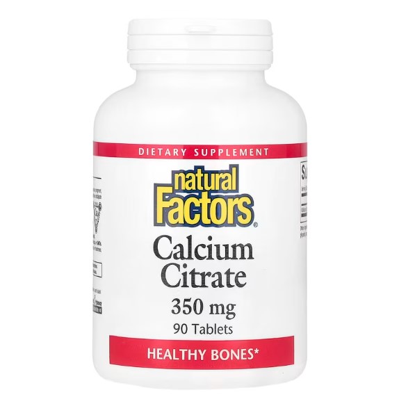 내추럴팩터스 구연산 <b>칼슘 시트레이트 350mg</b> 90캡슐 Calcium
