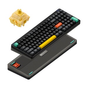 NUPHY Halo96 V2 기계식 키보드 블루투스 유선 무선 영문 각인 옵시디언 블랙, 레몬축