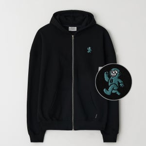 [빅사이즈]러너스 오버핏 기모 스웨트 후드집업 블랙