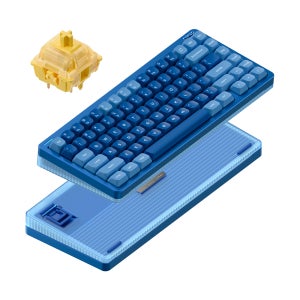 NUPHY Halo75 V2 기계식 키보드 블루투스 유선 무선 영문 각인 블루 라군, 레몬축