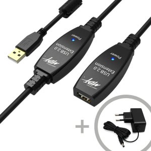 엠비에프 USB2.0 리피터 연장케이블 거리 연장 선 15M 유전원 아답터 포함