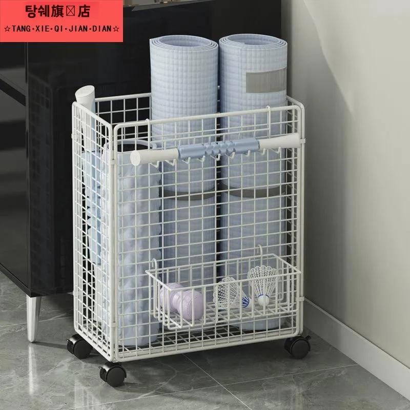 홈 피트니스 요가 매트 보관 바구니 바퀴 스포츠 장비 라켓 캐비닛 선반 유틸리티 1. 새겨진 금