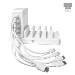5포트 고속 멀티충전기 NV17-MC550P 60W 스마트폰 거치대 포함 케이블 5개 포함