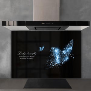 행사품목 주방아트보드 나비의꿈에디션(사파이어) 895X550 주방 강화유리 가림막 아트월