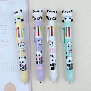 볼펜 6색 캐릭터 판다 팬더 컬러 색 볼팬 귀여운 인형 학생 문화 학교