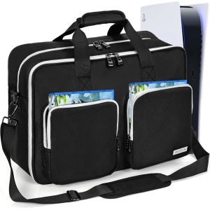 PS5/PS5 프로 콘솔 플레이스테이션 5 모니터, 헤드셋, 게임, 충전기 및 액세서리 보관 케이스와 호환되는 AKOZLIN 풀 패딩 여행 가방 [비디오 게임]