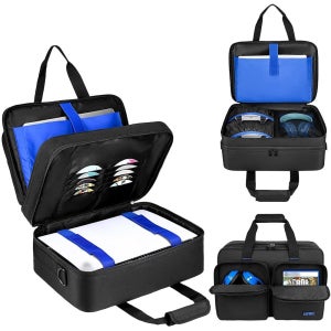 PS5/PS5 Pro/PS4,17 포켓과 호환되는 LEFOR-Z 휴대용 케이스 플레이스테이션 5 콘솔/PS5 디지털 에디션, 컨트롤러, 모니터, 15.6인치 노트북, 게임 디스크,