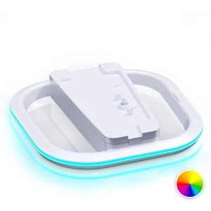 PS5/PS5 슬림/플레이스테이션 프로 콘솔용 HONCAM 수직 스탠드, 7개의 RGB 조명과 나사가 있는 PlayStation 5 홀더, 흰색