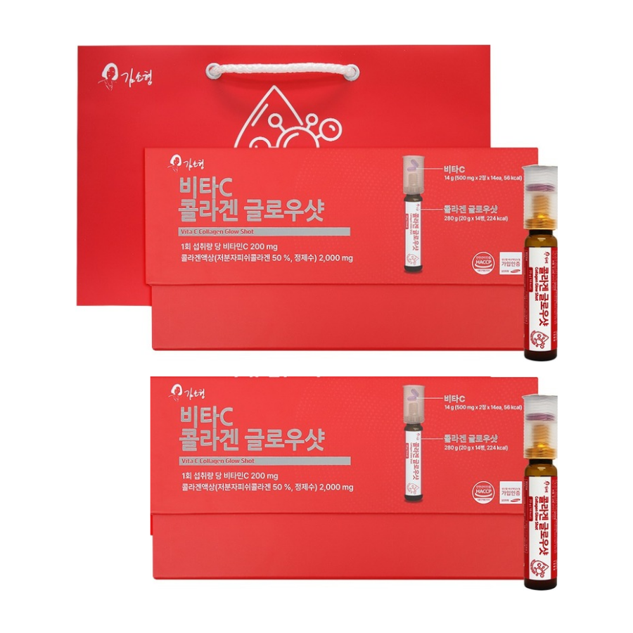 김소형 <b>비타</b>C 콜라겐효능 <b>글로우</b>샷 낱개포장 1병씩 20g, 500mg 2정 14병 x 2개