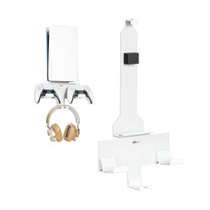 모든 PS5용 WALI 벽걸이 키트, 분리형 컨트롤러 홀더 2개와 헤드폰 걸이가 있는 PlayStation 5용 스틸 흰색(WMH004)