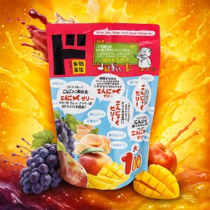 일본 돈키호테 메가 곤약젤리 4종 세트 (포도,복숭아,사과,망고) 62개입