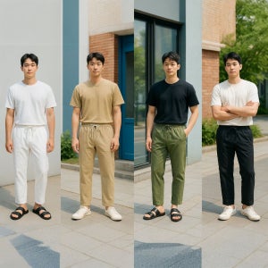 여름린넨팬츠 남자 린넨바지 시원한 통기성 밴딩 슬랙스 쿨팬츠 데일리룩 빅사이즈 M~4XL