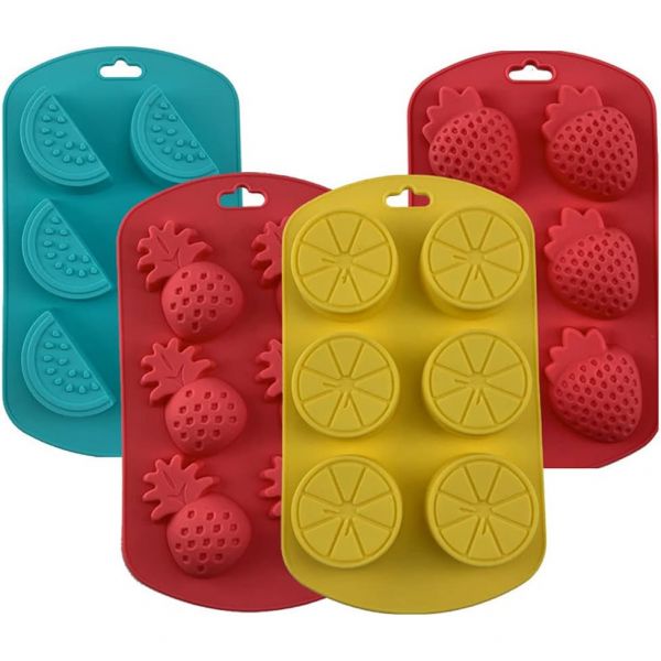 세스톤 4조각 3D 과일 모양 실리콘 몰드 파인애플 오렌지 수박 딸기 DIY 케이크 비스킷 비누 설탕 푸딩 초콜릿 캔디 디저트 양초 장식