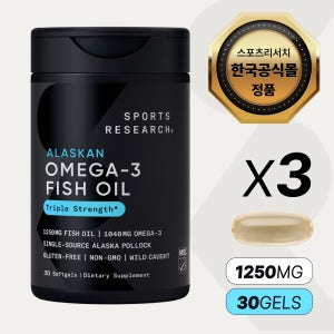 [한국공식몰] 스포츠리서치 rTG 오메가3 트리플 스트렝스 알래스카산 명태 30정, 3개