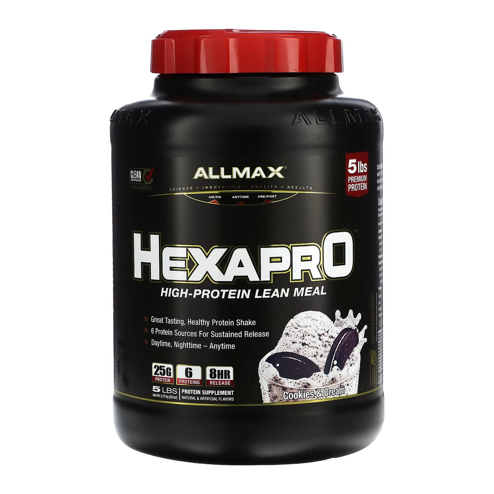 올맥스 <b>헥사프로</b> 하이 <b>프로</b>틴 린밀 <b>쿠키앤크림</b> 5lbs 2.27kg