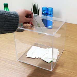 아크릴 투명 응모함 이벤트 경품함 추첨함 식권함 투표함 케이스 상자 15x15x15 3T