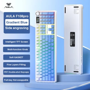 독거미 F108pro 맞춤형 기계식 키보드 무선 블루투스 3모드 e스포츠 게임 핫플러그 크로스보더 F108pro 아이스 블루 윈드 스피릿 축