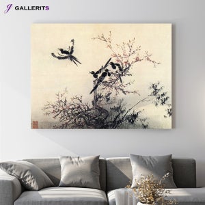 김홍도 매화 꽃 까치 그림 민화 풍수 인테리어 거실 액자 화조도 한국화 중형